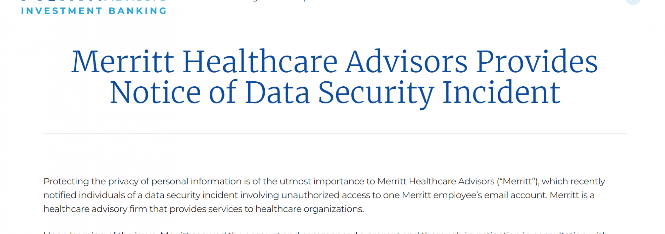 phot of merritt healthcare data breach notice