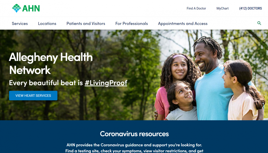photo of allegheny health network website