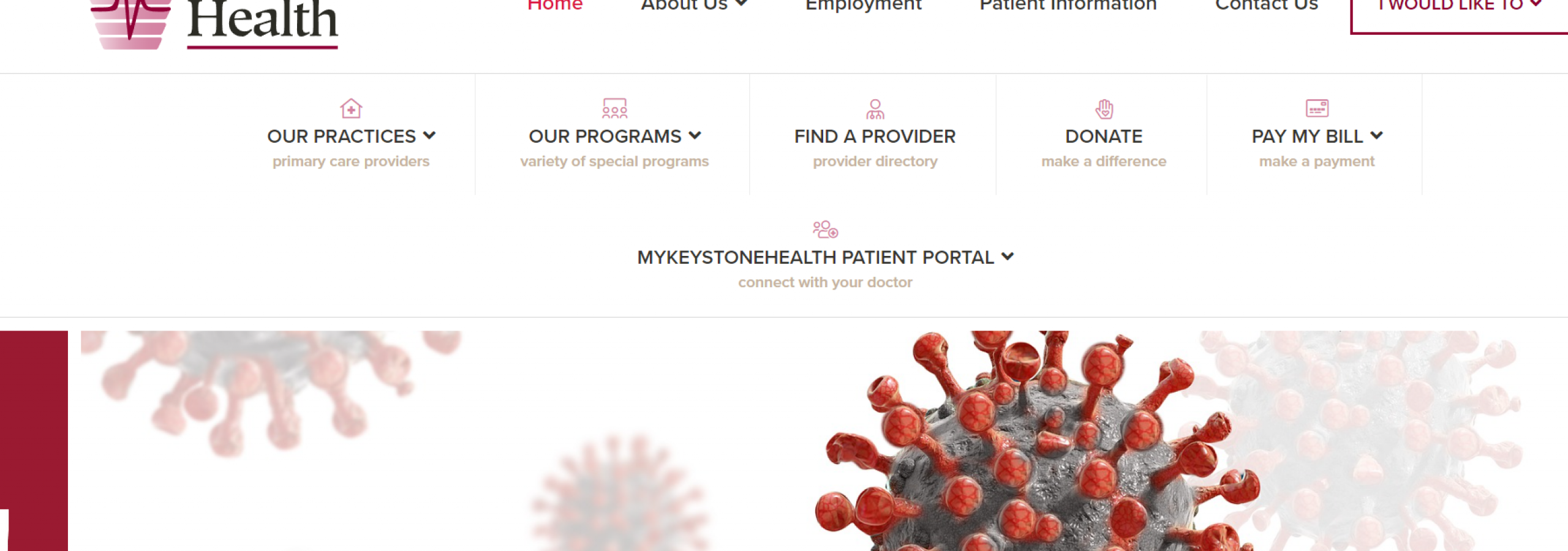 photo of keystone health website