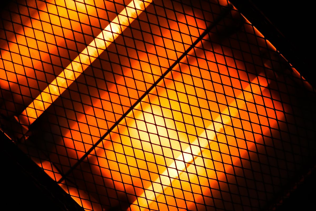 Close up of red hot bars in a portable space heater