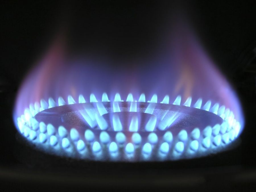 photo of gas range ignited