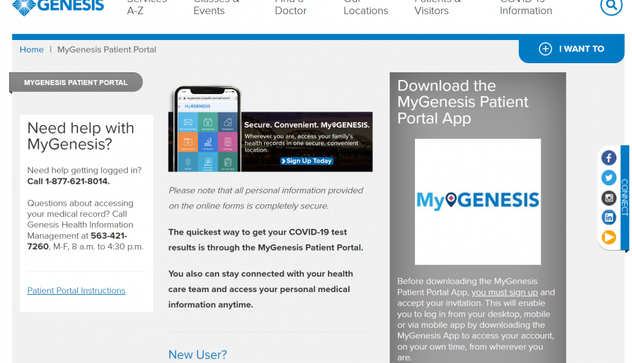 photo of genesis health web site