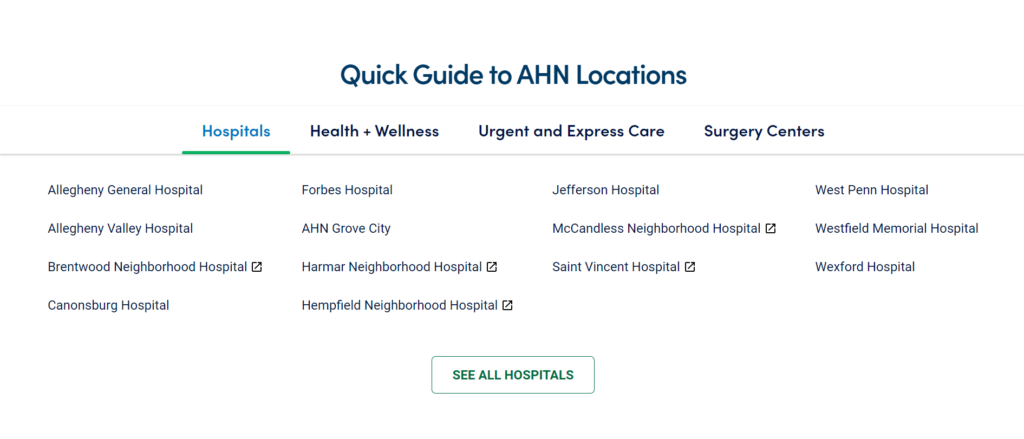 allegheny health locations