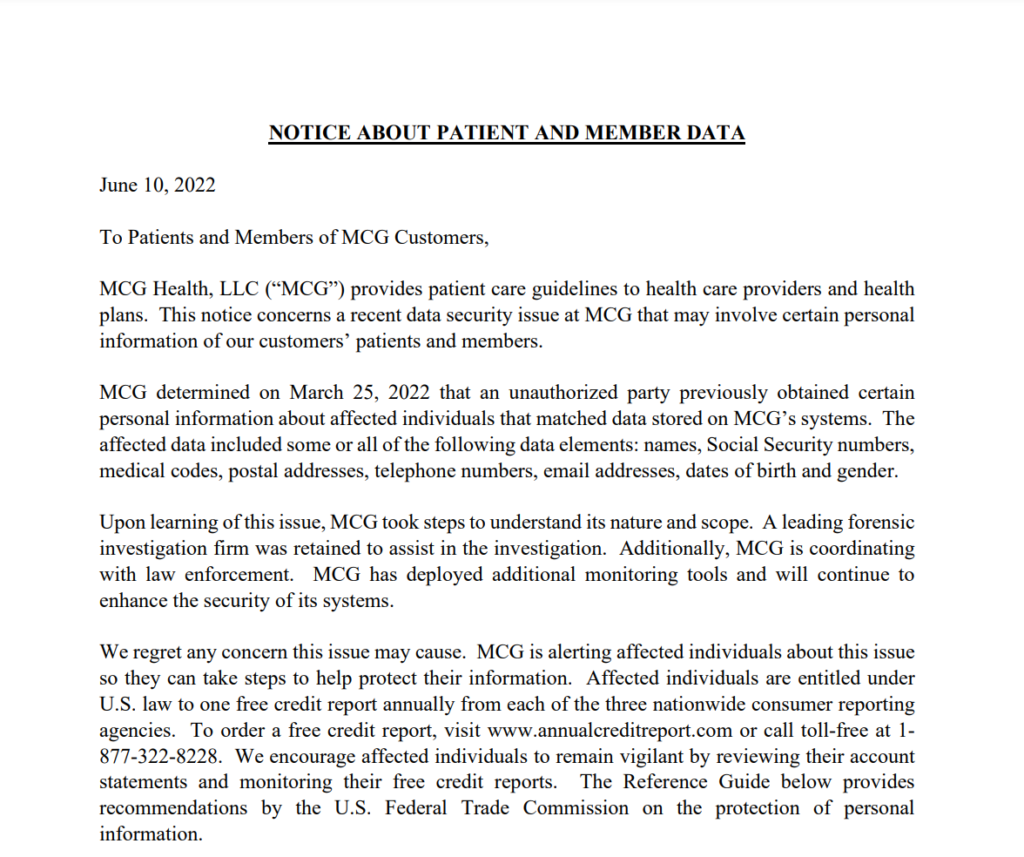 mcg health data breach notice