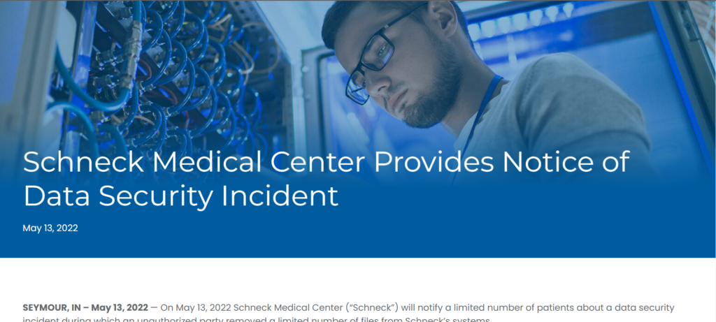 schneck medical center data breach notice